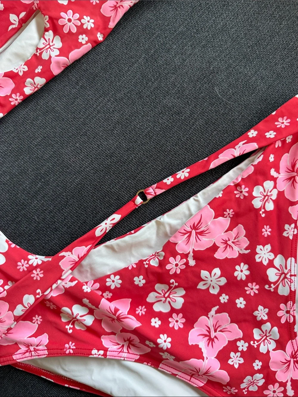 Frankie's Bikinis Pink Floral One-Shoulder Cutout Swimsuit